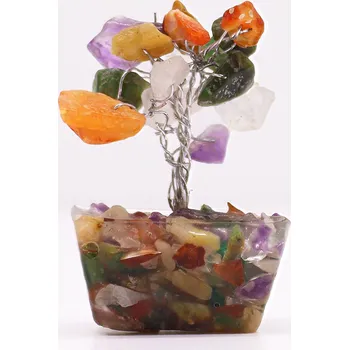 Obraz AWM Mini Stromeček z Drahých Kamenů na Orgonitové Základně – Různé Kameny (15 kamenů) 1ks