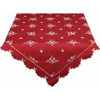 ubrus DekorTextil Celoroční vyšívaný ubrus - Anička - červený ROZMĚR: 85 x 85 cm