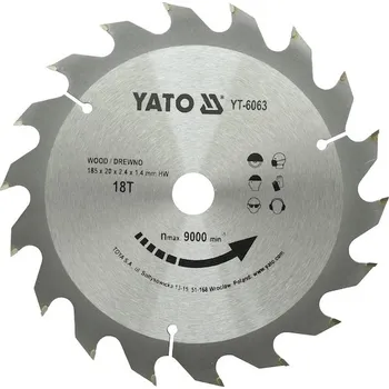 Pilový kotouč Kotouč na dřevo 185 x 20 mm 18z Yato YT-6063