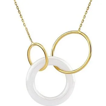 Řetízek Zlatý náhrdelník Polina s přívěskem 3 kroužků PRG0024NGY