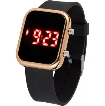 Hodinky Pánské digitální čtvercové hodinky - Černé růžové zlato