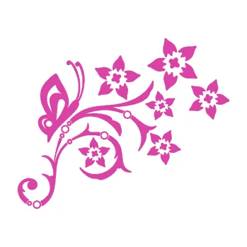 Samolepící dekorace Květina dekor 047 pravá s motýlem (16 - růžová) SAMOLEPKA NA AUTO, NÁLEPKA, FÓLIE, POLEP, TUNING, VLASTNÍ TEXT, TISK, AUTOSAMOLEPKY.cz, POLEPY, OBRÁZEK, LOGO, 3D STICKERS