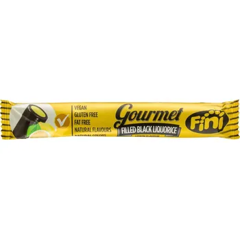 Bonbon Lékořicový plněný pendrek GOURMET 32 g BEZ LEPKU, VEGAN - citrónový (Lékořicová cukrovinka / plněný černý pendrek)