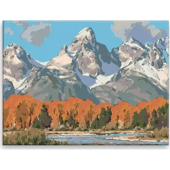 Hračka Malování podle čísel - Horské panorama - 40x30 cm, plátno vypnuté na rám - CZ výroba