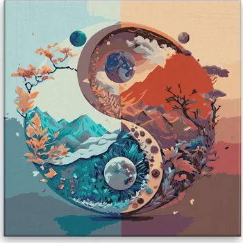 Malování podle čísel - Jin Jang 03 - 40x40 cm, bez dřevěného rámu - CZ výroba
