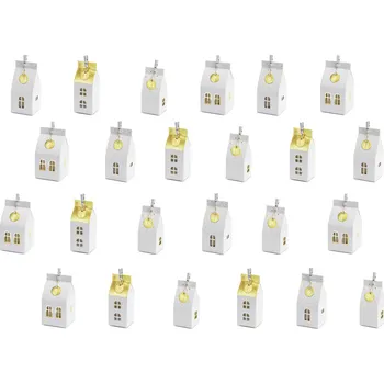 PartyDeco KA6 adventní kalendář domečky s čísly bílé/zlaté Vánoční dekorace PartyDeco KA6 adventní kalendář domečky s čísly bílé/zlaté