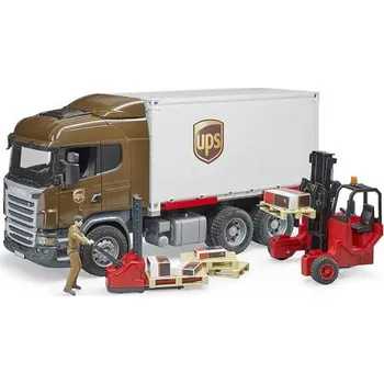 Hračka Bruder 3582 Logistická Scania UPS s vysokozdvižným vozíkem