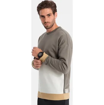Pánská mikina Ombre Clothing Pánská mikina bez kapuce Lohentine khaki XXL V7 OM-SSNZ - 0130