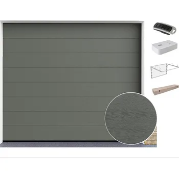 Garážová vrata DoorHan Garážová vrata s pohonem | Woodgrain, DB703, středová drážka Šířka stavebního otvoru (mm): 3000, Výška stavebního otvoru (mm): 2030