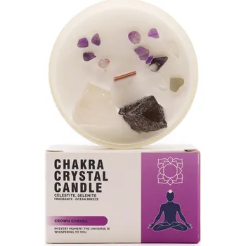 Svíčka Čakrová sójová Svíčka s Drahými Kameny - Korunní čakra