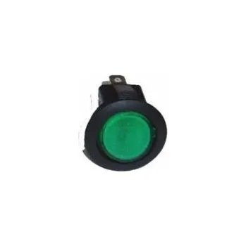 vypínač Vypínač kolébkový kulatý Ø23, zeleně podsvícený, 12V 14099