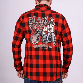 Pánská košile Pánská Košile BLACK HEART CHOPPER PUSSY Barva: Červená, Velikost: XXL