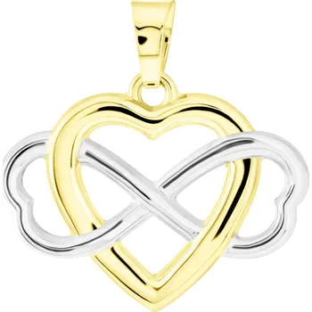 Přívěsek GEMMAX Original – garance kvality Zlatý přívěsek srdce s nekonečnem – oboustranný – zlatý šperk ryzosti 585/1000 v Dárkovém balení s Certifikátem GLPCN-01713