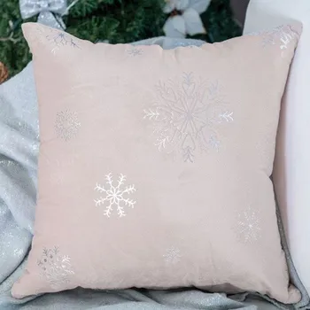 Povlak na dekorativní polštářek Vánoční povlak na polštářek Vločky - sv. růžový