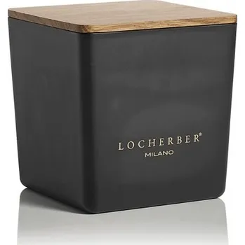 Svíčka Locherber Milano Vonná svíčka v černém skle s dřevěným víčkem s vůní DOKKI COTTON - 210 g LH440038