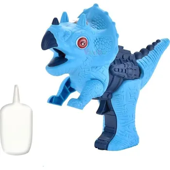 Hlavolam Dinosaurus 17 cm na baterie se světlem a zvukem vytvářející páru modrý