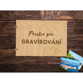 Fotoalbum Dřevěné Fotoalbum na Šířku A4 Možnost Gravírování