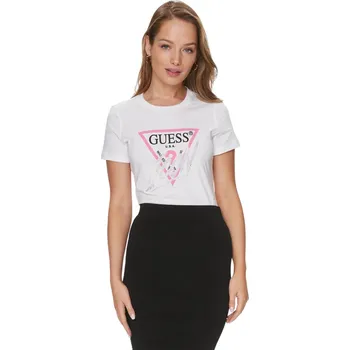 Dámské oblečení GUESS DÁMSKÉ TRIČKO SS CN ICON TEE WHITE W4RI41I3Z14 G011 Velikost: S