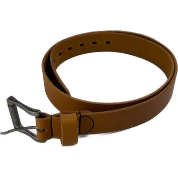 Opasek JUBÖ Šitý kožený opasek Bushcraft - světle hnědý - stříbrná spona Varianta: Obvod pasu 92-107 cm