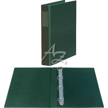 pořadač 4kroužek A4/50mm, PVC, potažený fólií, Zelený