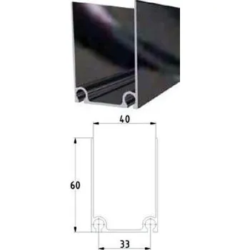 Garážová vrata Kružík Alu profil horní nebo spodní černý 43 x 60 x 2 mm vysoký pro sekční garážová vrata Délka: 5 m