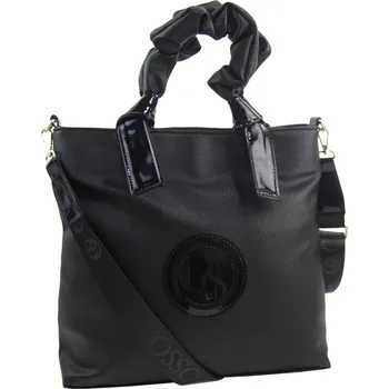 Kabelka Větší moderní černo-zlatá dámská kabelka s ozdobnými ručkami S681 GROSSO