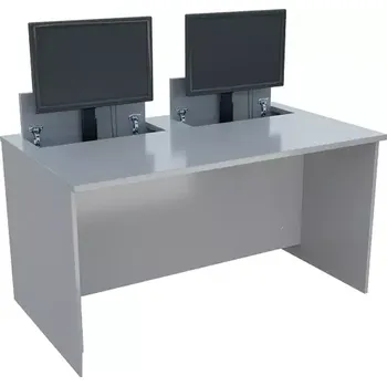 Počítačový stůl PC - VM2 - 140 stůl s mechanickým výsuvem (2x) monitoru, 750x1400x800, šedá