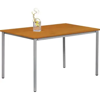 Jídelní stůl JST 140 jídelní stůl, kovová podnož stříbrná, deska 18 mm, 1394x800 mm, olše jantar