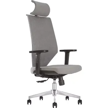 DENIS kancelářská židle s podhlavníkem, kříž chrom, šedá