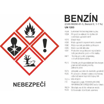 GHS štítek - Benzín samolepící vinylová fólie A7 (105 x 74 mm)