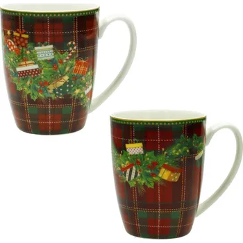 Sada 2 hrnků 400 ml REGALOMAGIA BRANDANI (barva - porcelán, bílá/červená/zelená)