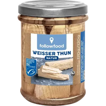 konzervovaná ryba Followfood Filety tuňáka bílého ve vlastní šťávě 170 g