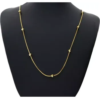 Souprava šperků Ocelový řetízek had s kuličkami zlatý