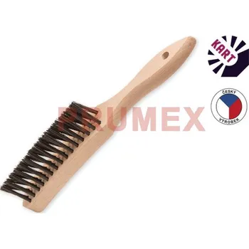 Drátěný kartáč Kartáč koutový s dřevěnou rukojetí, 3-řadý ocelový hladký drát 0,30 mm - KART 1111077