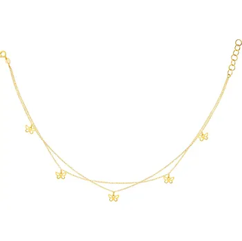 Řetízek Zlatý řetízek na kotník, anker - motýli - AP535-2528