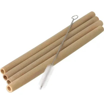 Otvírák Bambusové brčko - sada 4 ks s kartáčkem