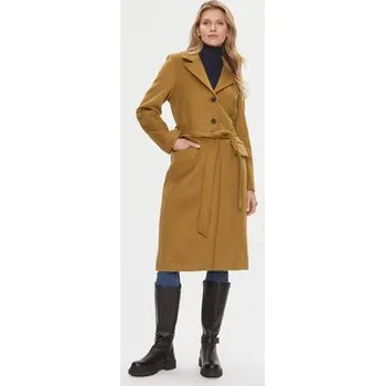 Dámský kabát Bruuns Bazaar Vlněný kabát Catarina BBW2508 Hnědá Regular Fit 44