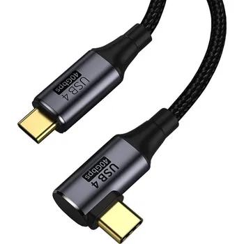 Síťový kabel PremiumCord USB4 Gen 3x2 40Gbps 8K@60Hz 240W,Thunderbolt,0,8m zahnutý