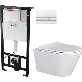 Klozet Předstěnový instalační systém s bílým tlačítkem M1710 + WC MYJOYS MY1 + SEDÁTKO AM101/1120 M1710 MY1