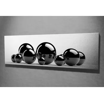 Obraz ASIR Obraz na plátně ČERNÉ KOULE NA BÍLÉM PODKLADU 80 x 30 cm