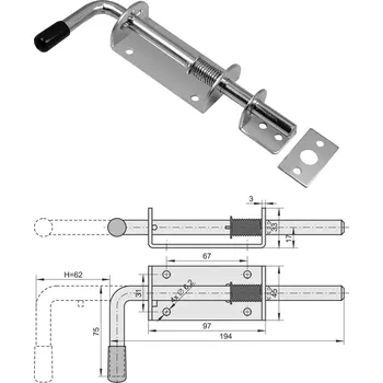 okap Rýgl s pružinou ø12 mm, L 200 mm, pozinkovaný