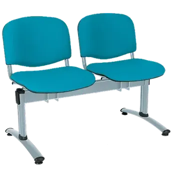 CL - 22, čalouněná lavice do čekárny, 2-sedák, látka SUE - S 65 tyrkysová, kostra stříbrná