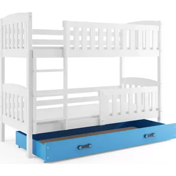 Postel BMS GROUP Dětská patrová postel Kubus - 2 osoby, 80x190 s úložným prostorem – Bílá, Modrá