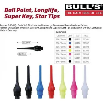 Příslušenství pro šipky Ball Point hroty kratší 2ba / Žluté | Bull's Varianta: 100 ks