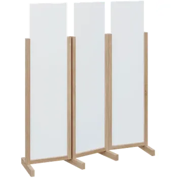 Paraván ATMOSFERE LINE 116, dřevěný 3-dílný paraván, mobilní, výška 1600 mm, rám dub bardolino, výplň bílá