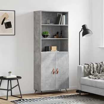 Příborník do zásuvky vidaXL Skříň highboard 69,5 x 34 x 180 cm kompozitní dřevo [3189224] Barva: Betonová šedá