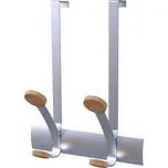 ALBA Věšák na dveře, kovový, 2 dřevěné háčky, ALBA, stříbrný