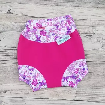 Kojenecké plavky Swim nappy kojenecké neoprenové plavky - Růžové s motýlky M