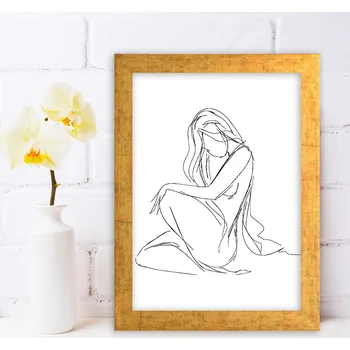 Obraz ASIR Obraz na MDF s rámem KRESLENÝ ŽENSKÝ AKT 24 x 29 cm