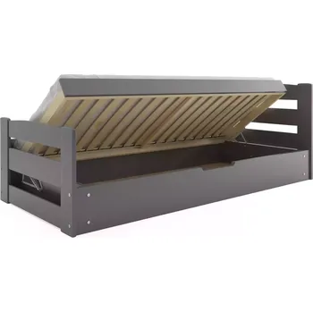 Postel BMS GROUP Dětská postel Ernie - 1 osoba, 90x200 s úložným prostorem s matrací – Grafit